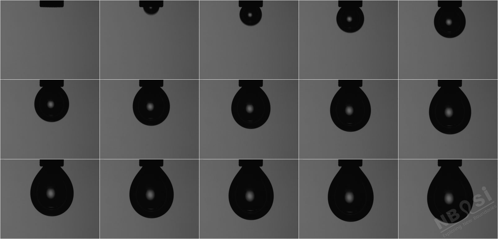 懸滴開始形成的首15幅圖像